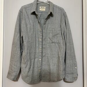 Madewell Heather Gray Perfect Fit Flannel Button Down Top